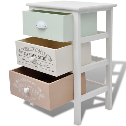 vidaXL Storage Cabinet | White, Green, Beige | Paulownia wood, Plywood | Compact