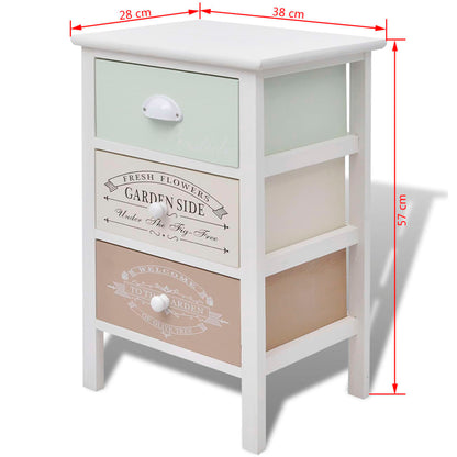 vidaXL Storage Cabinet | White, Green, Beige | Paulownia wood, Plywood | Compact