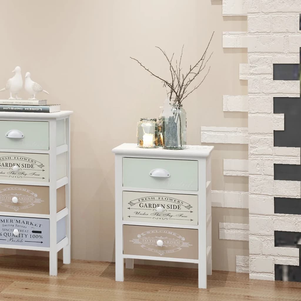 vidaXL Storage Cabinet | White, Green, Beige | Paulownia wood, Plywood | Compact