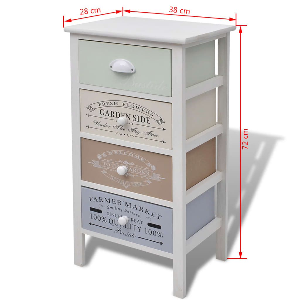vidaXL Storage Cabinet | Multicolour | Paulownia wood, Plywood | Compact
