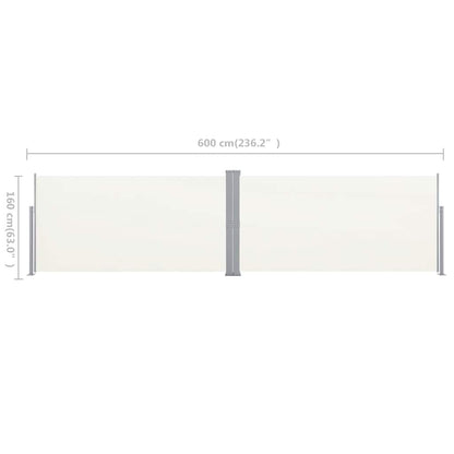 vidaXL Retractable Side Awning 160x600 cm Cream