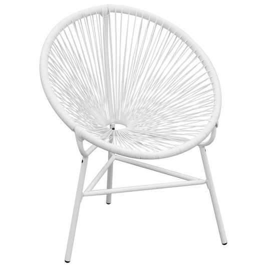 42072 vidaXL Garden String Moon Chair Poly Rattan White