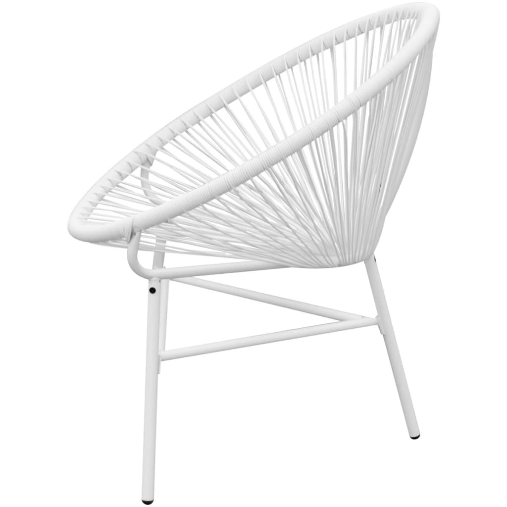 vidaXL Garden Chair | White | PE Rattan, Powder-Coated Steel | Medium |  Tough