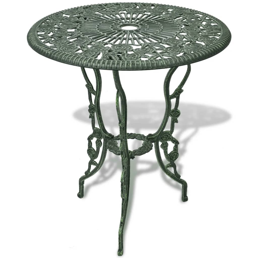 vidaXL Bistro Table And Chair | Green | Cast Aluminium | Decorative Inlays