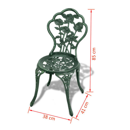 vidaXL Bistro Table And Chair | Green | Cast Aluminium | Decorative Inlays