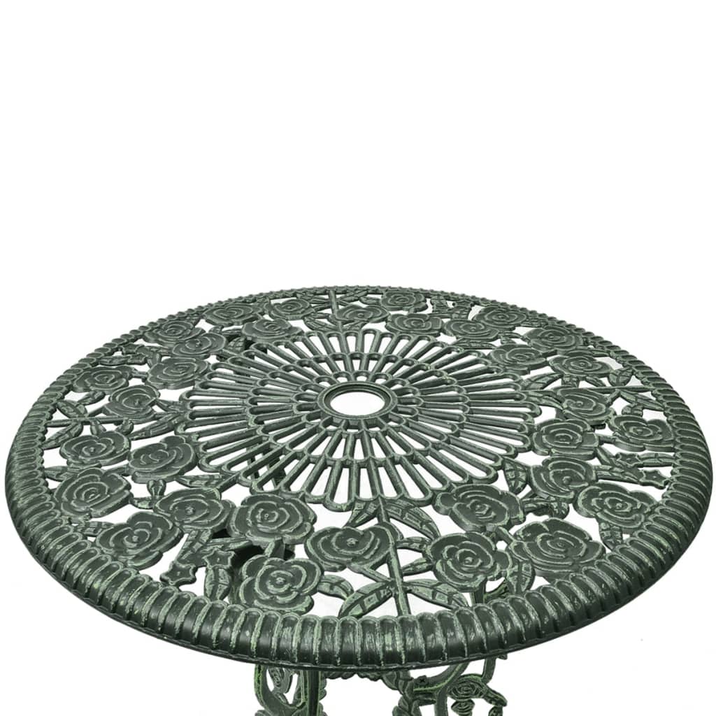 vidaXL Bistro Table And Chair | Green | Cast Aluminium | Decorative Inlays