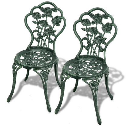 vidaXL Bistro Table And Chair | Green | Cast Aluminium | Decorative Inlays