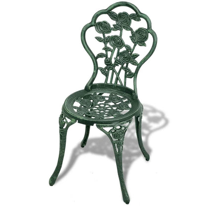 vidaXL Bistro Table And Chair | Green | Cast Aluminium | Decorative Inlays