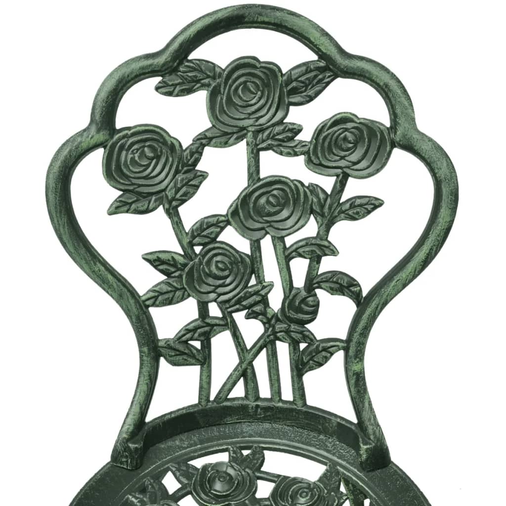 vidaXL Bistro Table And Chair | Green | Cast Aluminium | Decorative Inlays