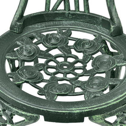 vidaXL Bistro Table And Chair | Green | Cast Aluminium | Decorative Inlays
