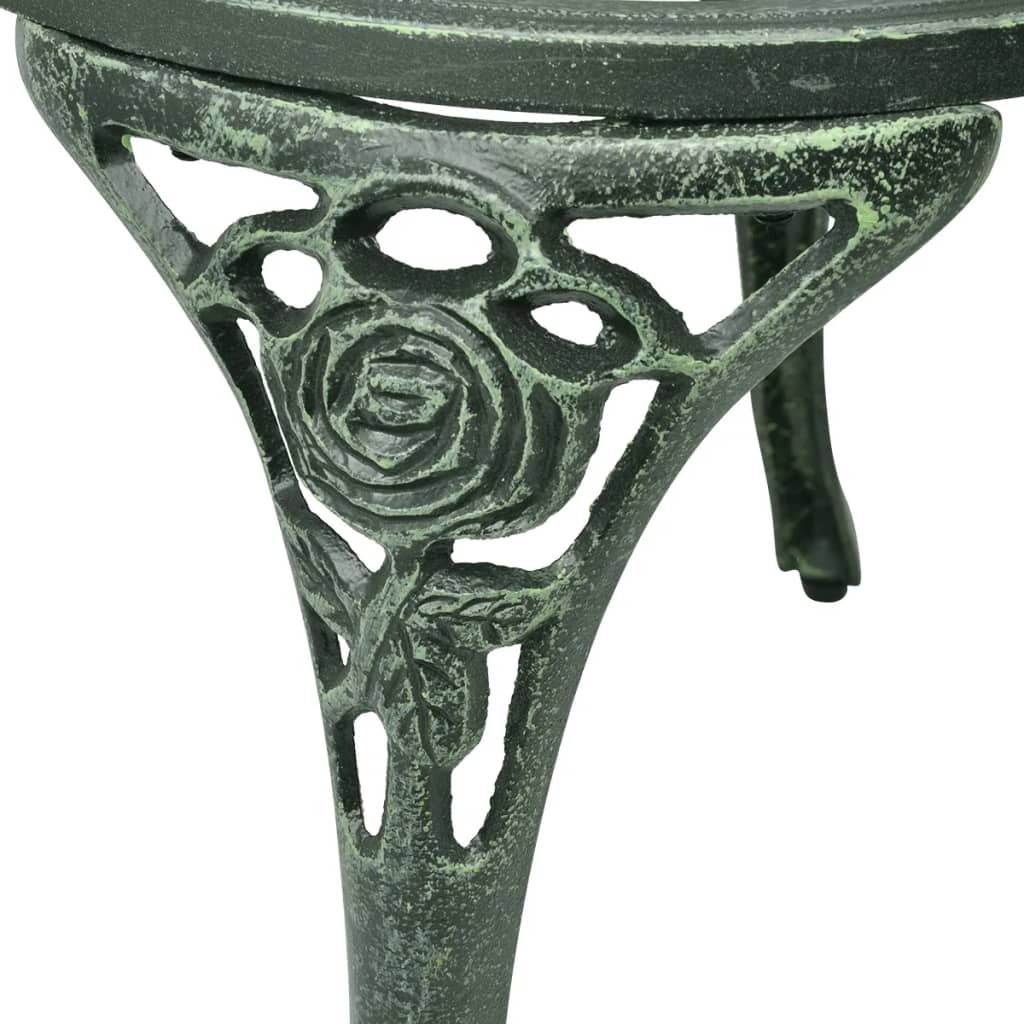 vidaXL Bistro Table And Chair | Green | Cast Aluminium | Decorative Inlays