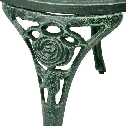 vidaXL Bistro Table And Chair | Green | Cast Aluminium | Decorative Inlays