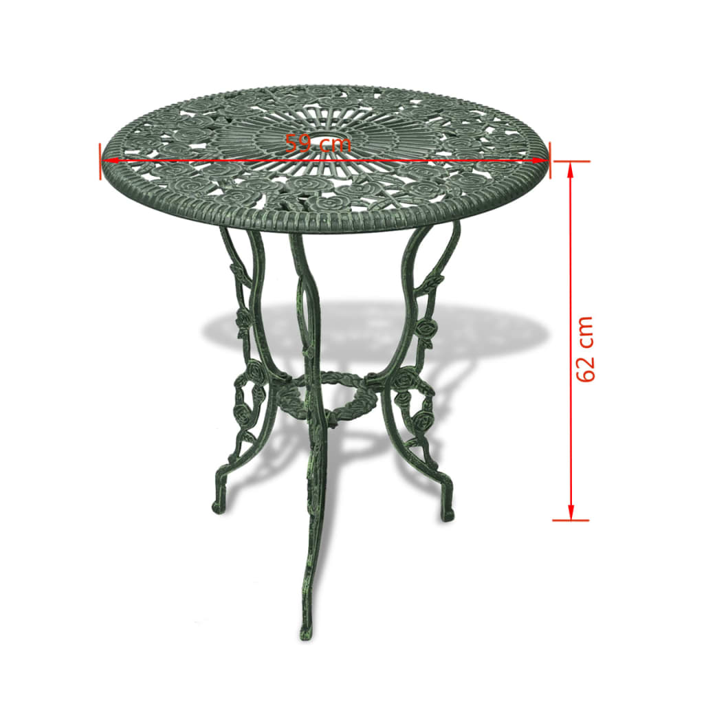 vidaXL Bistro Table And Chair | Green | Cast Aluminium | Decorative Inlays