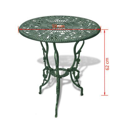 vidaXL Bistro Table And Chair | Green | Cast Aluminium | Decorative Inlays