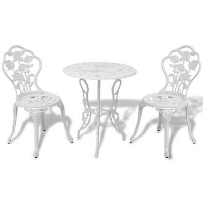 vidaXL Bistro Table And Chair | White | Cast Aluminium | Medium | Fancy Design