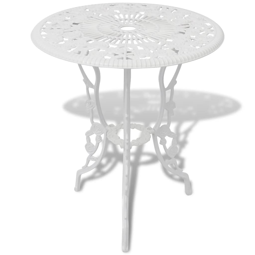 vidaXL Bistro Table And Chair | White | Cast Aluminium | Medium | Fancy Design
