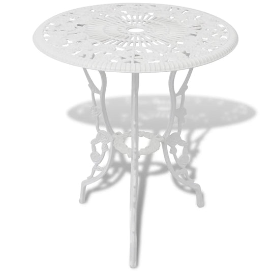 vidaXL Bistro Table And Chair | White | Cast Aluminium | Medium | Fancy Design