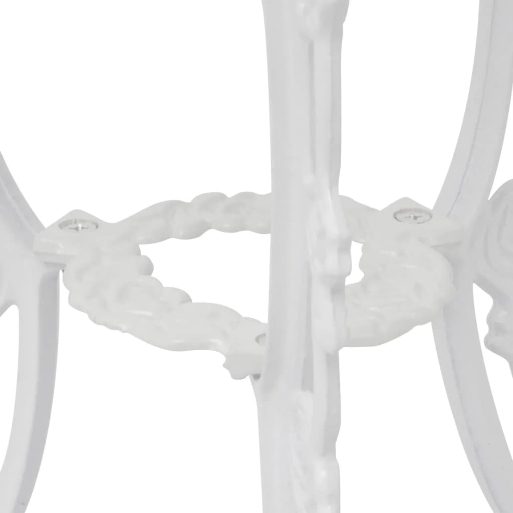 vidaXL Bistro Table And Chair | White | Cast Aluminium | Medium | Fancy Design