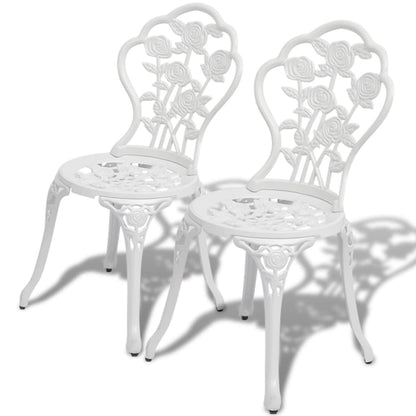vidaXL Bistro Table And Chair | White | Cast Aluminium | Medium | Fancy Design