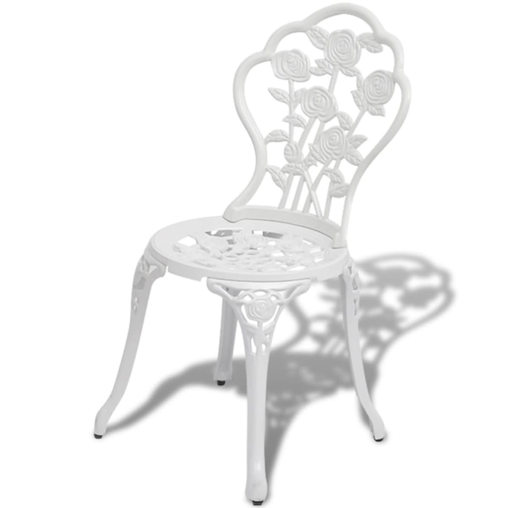 vidaXL Bistro Table And Chair | White | Cast Aluminium | Medium | Fancy Design