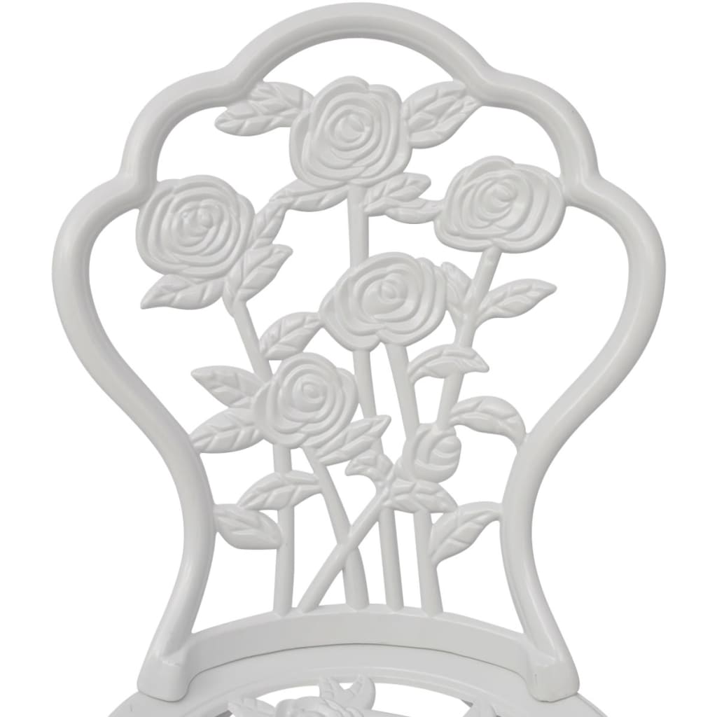 vidaXL Bistro Table And Chair | White | Cast Aluminium | Medium | Fancy Design