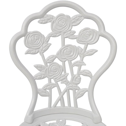 vidaXL Bistro Table And Chair | White | Cast Aluminium | Medium | Fancy Design