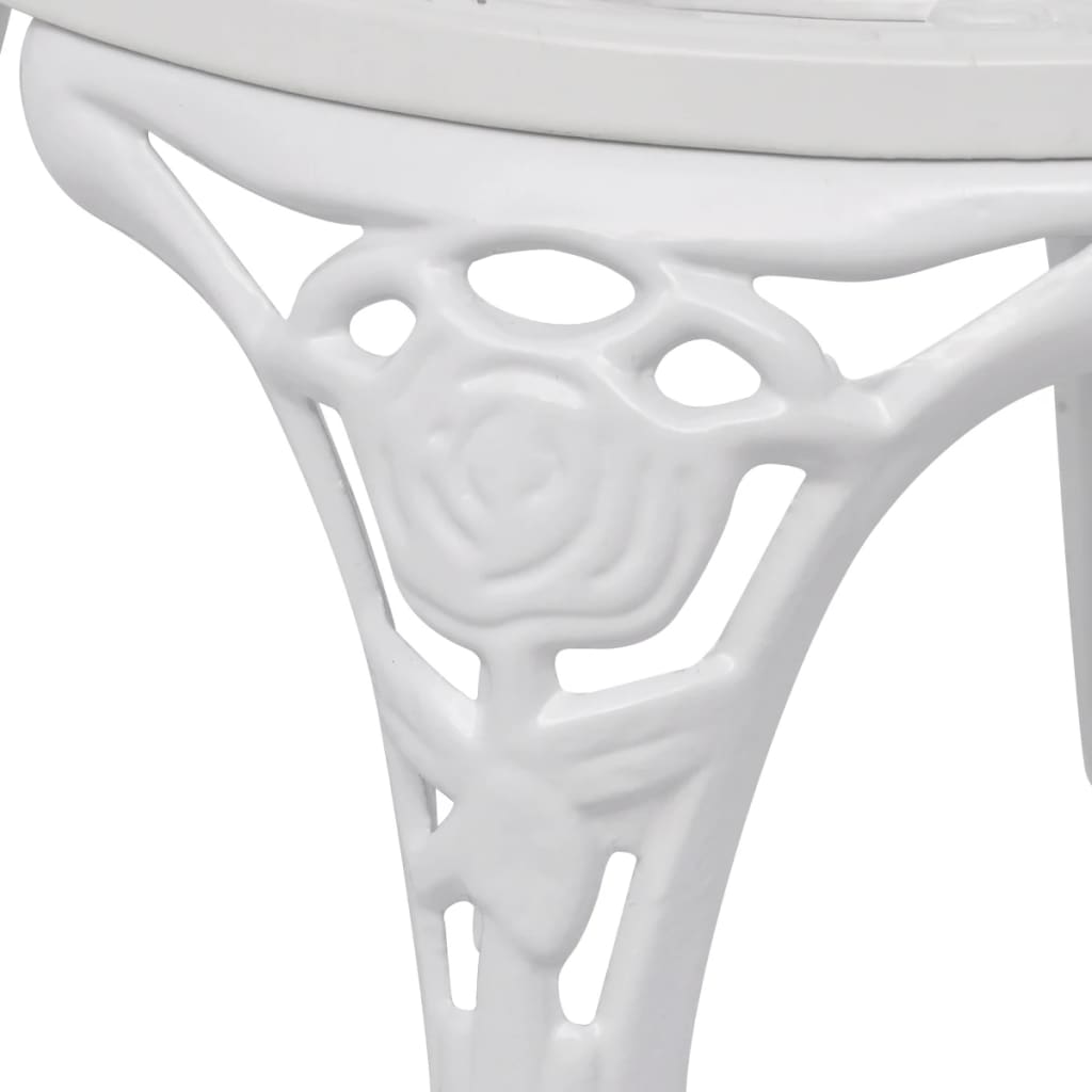 vidaXL Bistro Table And Chair | White | Cast Aluminium | Medium | Fancy Design