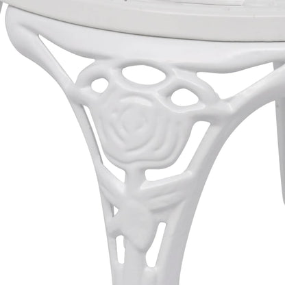vidaXL Bistro Table And Chair | White | Cast Aluminium | Medium | Fancy Design