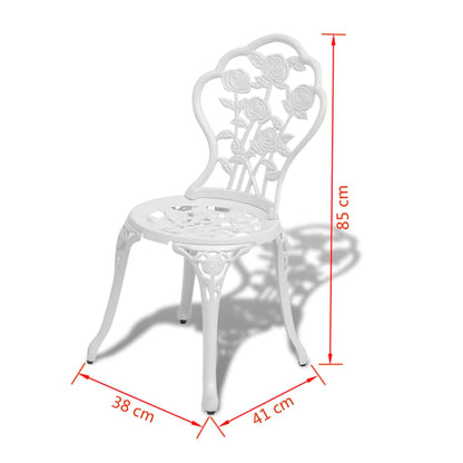 vidaXL Bistro Table And Chair | White | Cast Aluminium | Medium | Fancy Design