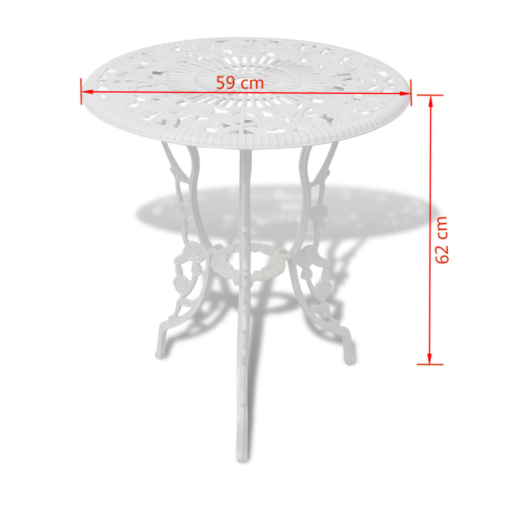 vidaXL Bistro Table And Chair | White | Cast Aluminium | Medium | Fancy Design
