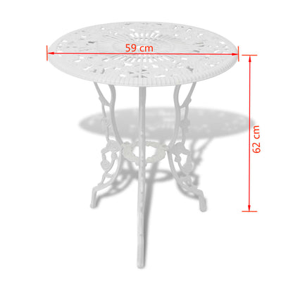 vidaXL Bistro Table And Chair | White | Cast Aluminium | Medium | Fancy Design