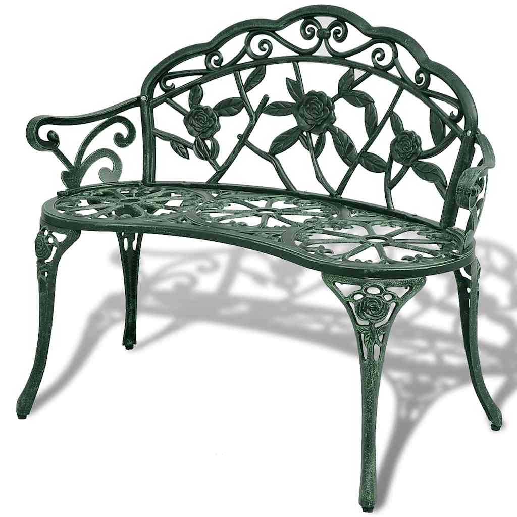 vidaXL Garden Bench | Green | Cast aluminium, Cast iron | 100 cm | Durable