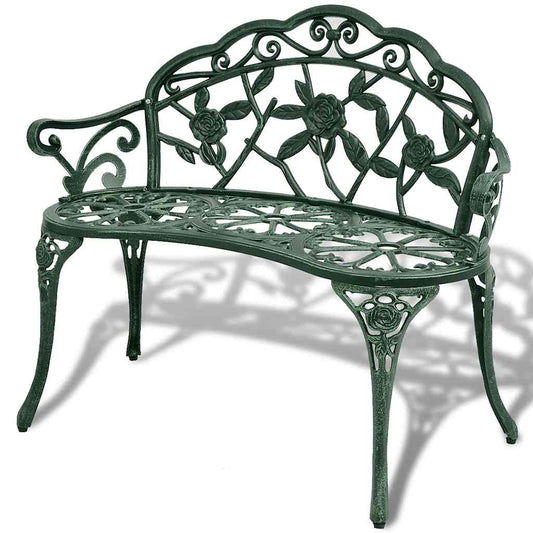 vidaXL Garden Bench | Green | Cast aluminium, Cast iron | 100 cm | Durable