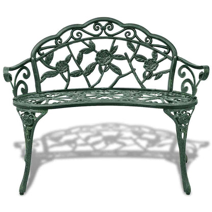 vidaXL Garden Bench | Green | Cast aluminium, Cast iron | 100 cm | Durable