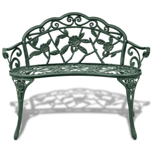 vidaXL Garden Bench | Green | Cast aluminium, Cast iron | 100 cm | Durable