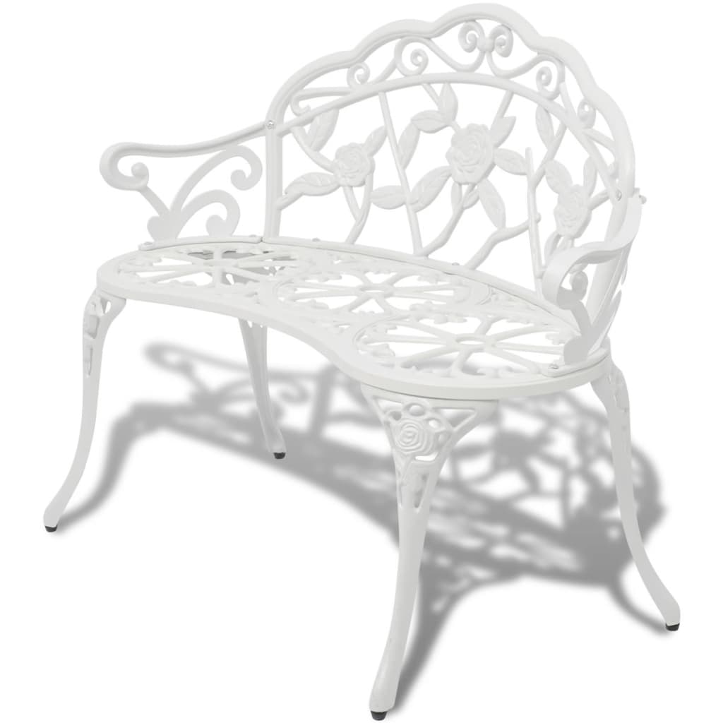 vidaXL Garden Bench | White | Cast Aluminium and Cast Iron | 100 cm | Durable