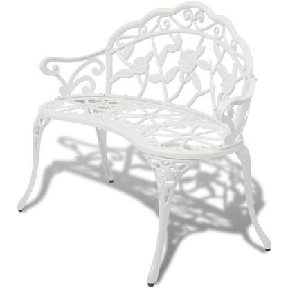 vidaXL Garden Bench | White | Cast Aluminium and Cast Iron | 100 cm | Durable