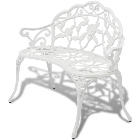 vidaXL Garden Bench | White | Cast Aluminium and Cast Iron | 100 cm | Durable