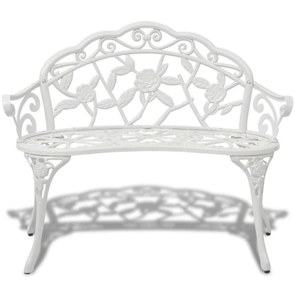 vidaXL Garden Bench | White | Cast Aluminium and Cast Iron | 100 cm | Durable