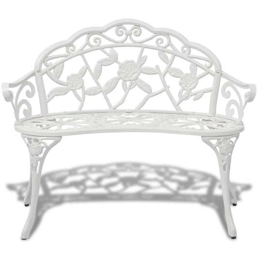 vidaXL Garden Bench | White | Cast Aluminium and Cast Iron | 100 cm | Durable