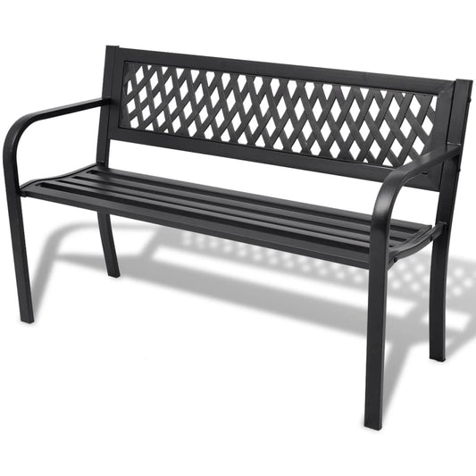 vidaXL Garden Bench | Black | Steel frame | 2-seater | Durable | Garden Bench