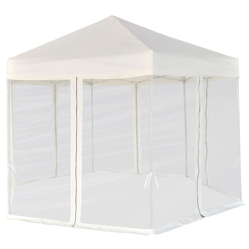 vidaXL Hexagonal Pop-Up Marquee with 6 Sidewalls Cream White 3.6x3.1 m