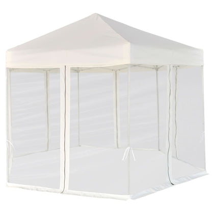 vidaXL Hexagonal Pop-Up Marquee with 6 Sidewalls Cream White 3.6x3.1 m