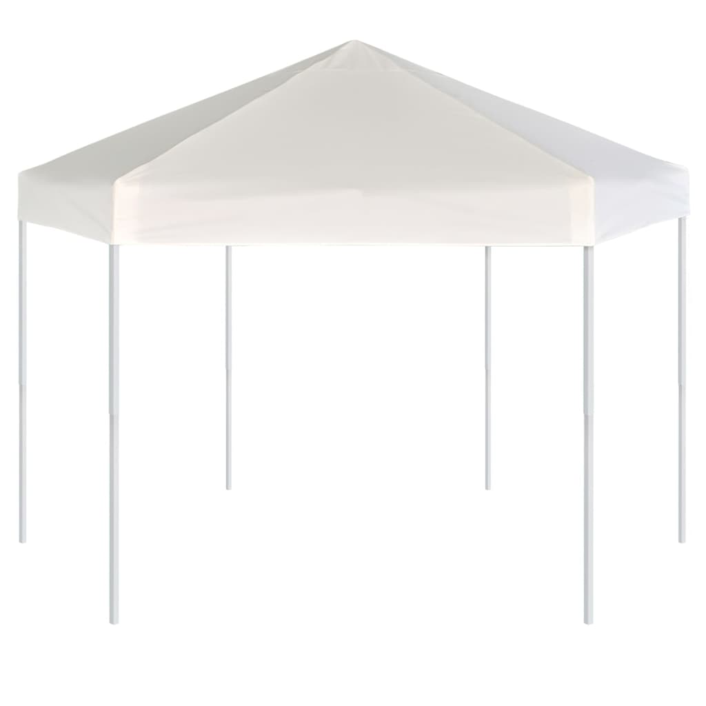 vidaXL Hexagonal Pop-Up Marquee with 6 Sidewalls Cream White 3.6x3.1 m