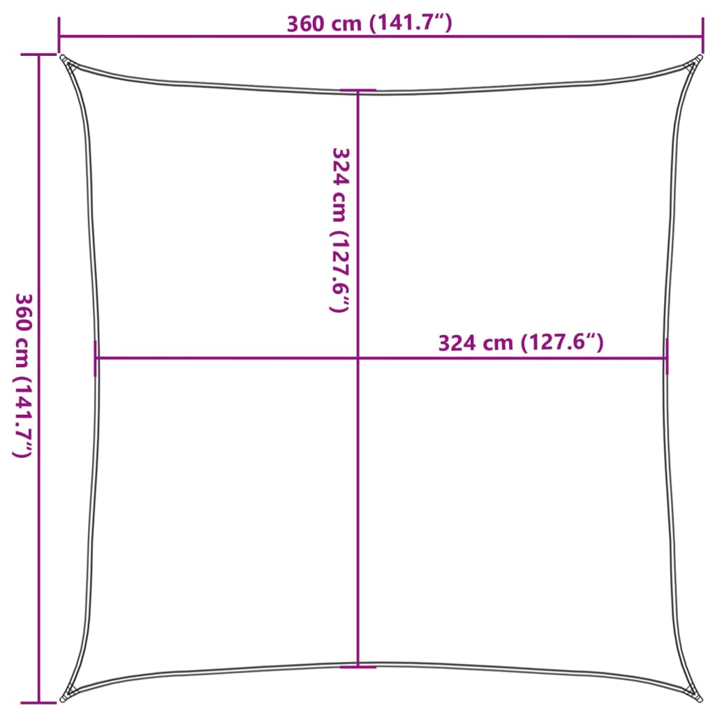 vidaXL Sunshade Sail HDPE Square 3.6x3.6 m Cream