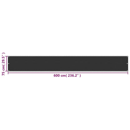 42313 vidaXL Balcony Screen HDPE 75x600 cm Anthracite