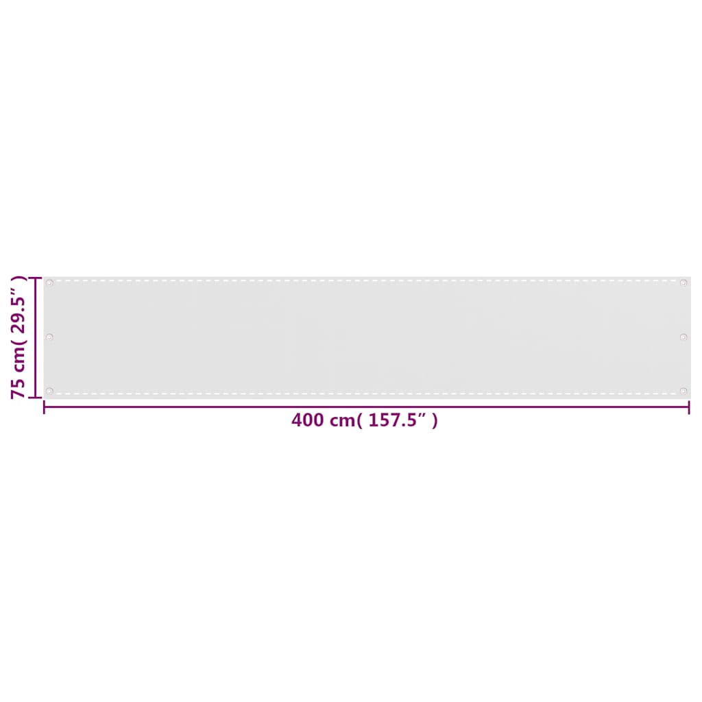 42320 vidaXL Balcony Screen HDPE 75x400 cm White