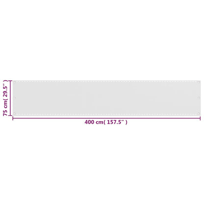 42320 vidaXL Balcony Screen HDPE 75x400 cm White