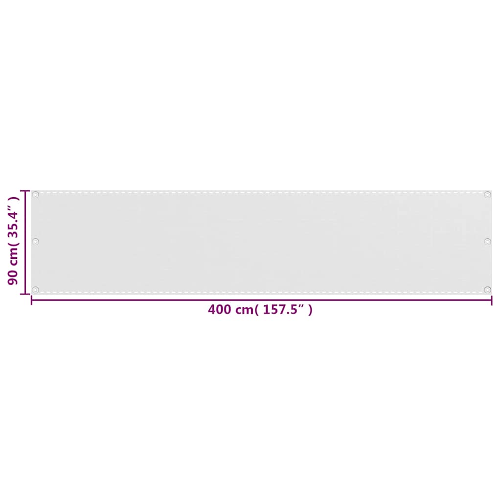 42322 vidaXL Balcony Screen HDPE 90x400 cm White