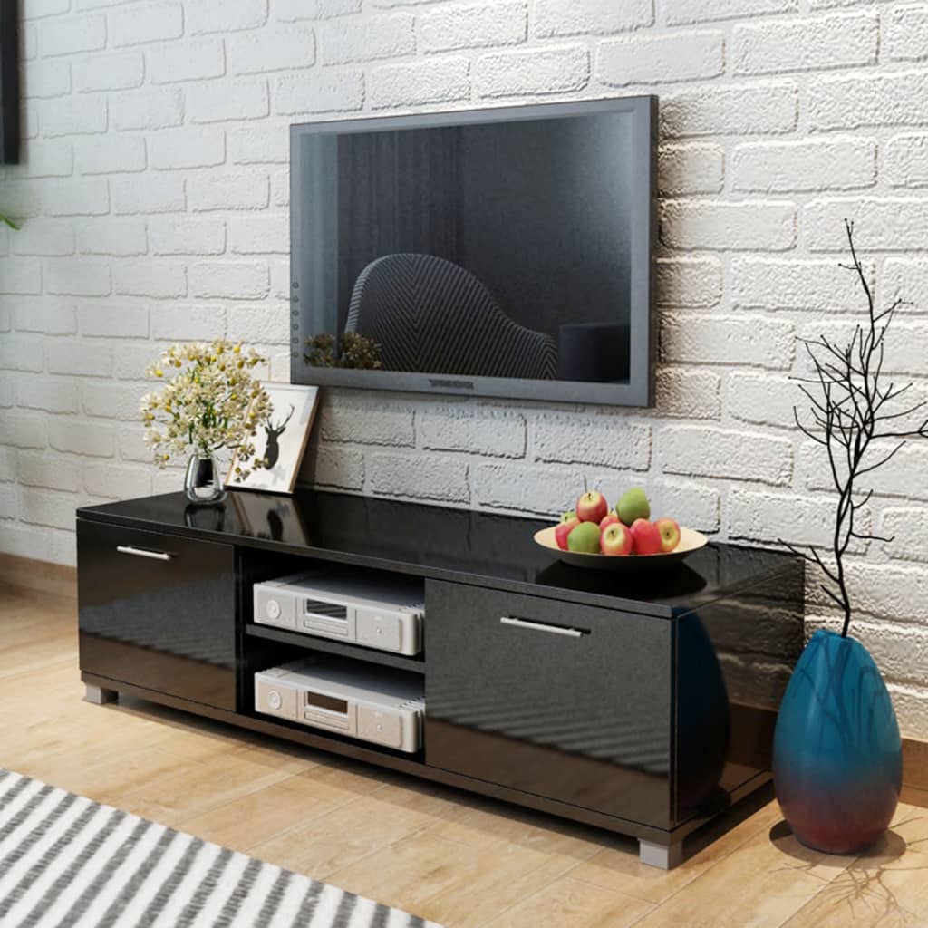 243042 vidaXL TV Cabinet High-Gloss Black 120x40,5x35 cm
